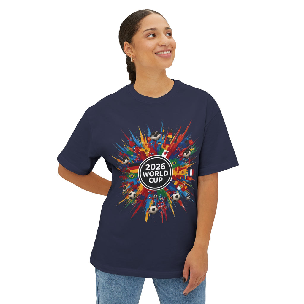2026 World Cup Soccer Tee — Colorful International Flags & Balls Design