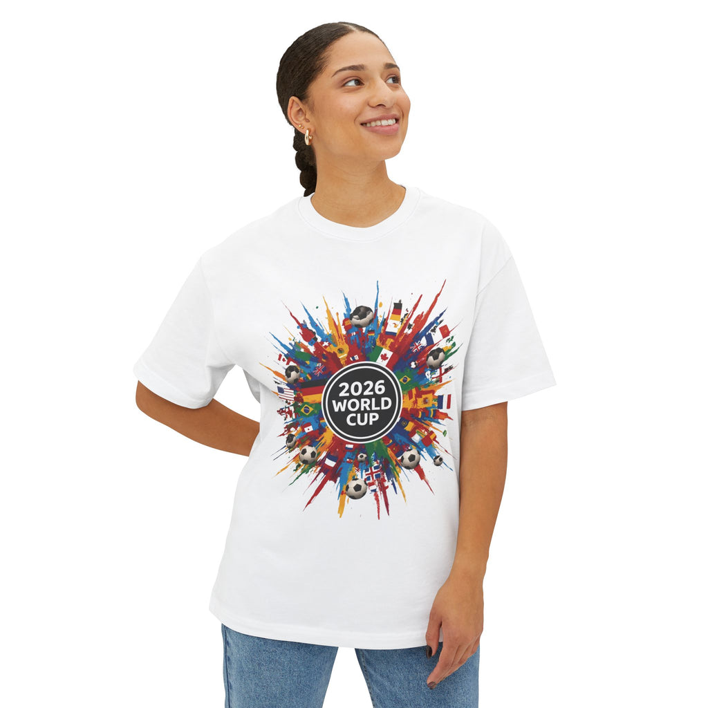 2026 World Cup Soccer Tee — Colorful International Flags & Balls Design