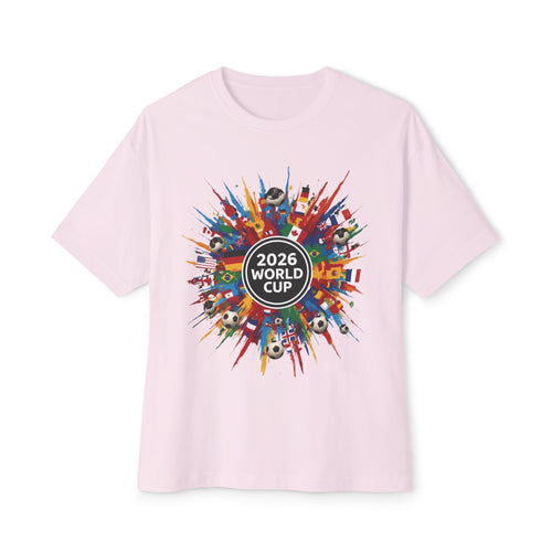 2026 World Cup Soccer Tee — Colorful International Flags & Balls Design