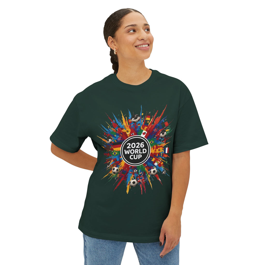 2026 World Cup Soccer Tee — Colorful International Flags & Balls Design