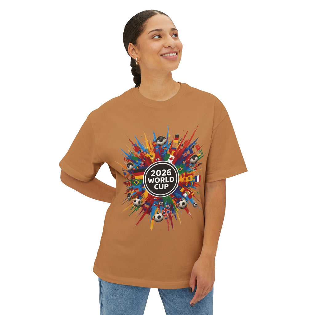 2026 World Cup Soccer Tee — Colorful International Flags & Balls Design